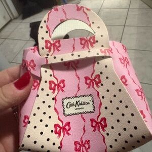 Cath Kidston Pink and Cream Mini Bag with Bow Design